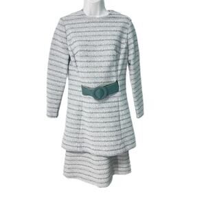 Vintage 70’s Julie Miller California Green Teal Dress Size 12 (6) Belted Lined
